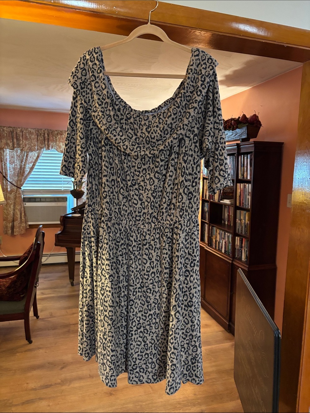 Lane Bryant Black and Cream Leopard Midi Dress